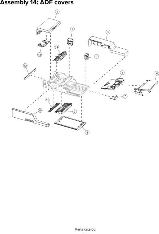 Assembly 14: ADF covers parts diagram - Lexmark Parts For MX810 MX811 MX812 MX710 MX711 XM7155 XM7163 XM7170 MFP