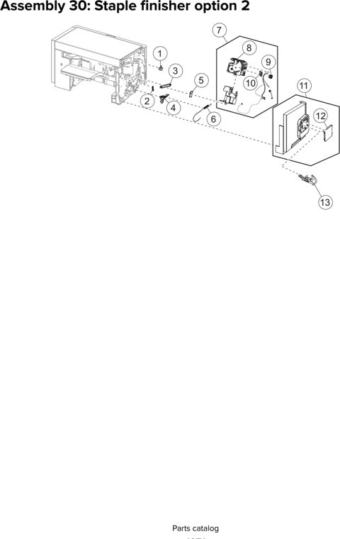 Assembly 30: Staple finisher option 2 parts diagram - Lexmark Parts For MX810 MX811 MX812 MX710 MX711 XM7155 XM7163 XM7170 MFP