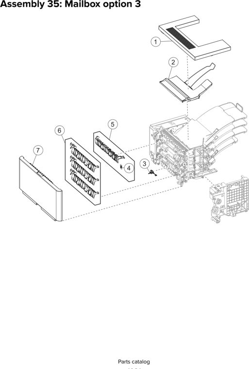 Assembly 35: Mailbox option 3 parts diagram - Lexmark Parts For MX810 MX811 MX812 MX710 MX711 XM7155 XM7163 XM7170 MFP