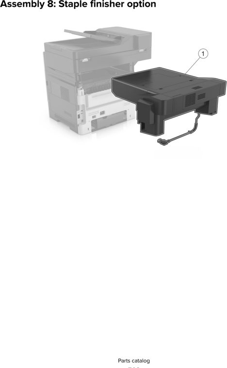 Assembly 8: Staple finisher option parts diagram - Lexmark MX610 MX617 MX611 MFP Parts