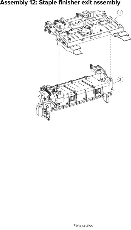 Assembly 12: Staple finisher exit assembly parts diagram - Lexmark MX610 MX617 MX611 MFP Parts