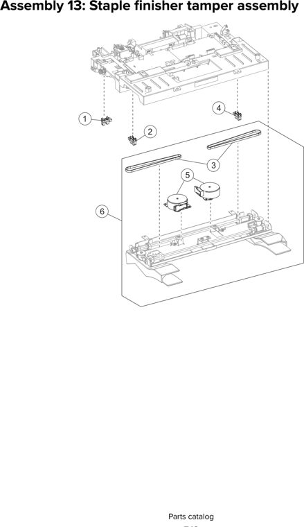 Assembly 13: Staple finisher tamper assembly parts diagram - Lexmark MX610 MX617 MX611 MFP Parts