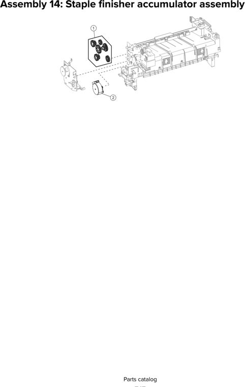 Assembly 14: Staple finisher accumulator assembly parts diagram - Lexmark MX610 MX617 MX611 MFP Parts