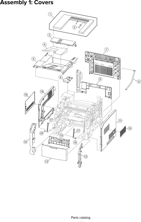 Assembly 1: Covers parts diagram - Lexmark MS810 MS811 MS812 MS710 MS711 M5155 M5163 M5170 ST9730 Parts