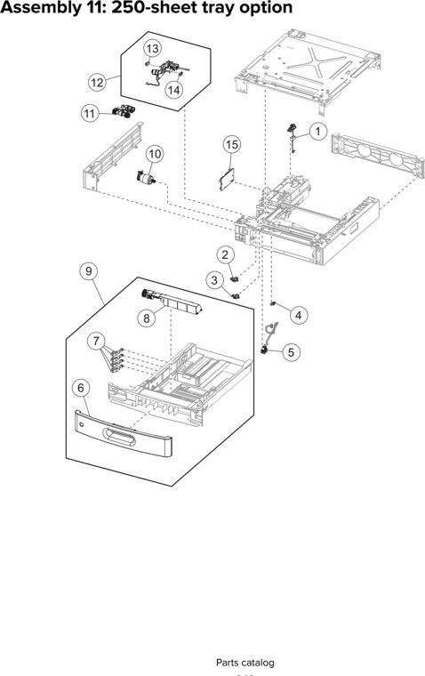 Assembly 11: 250-sheet tray option parts diagram - Lexmark MS810 MS811 MS812 MS710 MS711 M5155 M5163 M5170 ST9730 Parts