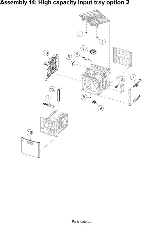 Assembly 14: High capacity input tray option 2 parts diagram - Lexmark MS810 MS811 MS812 MS710 MS711 M5155 M5163 M5170 ST9730 Parts
