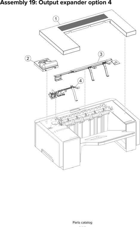 Assembly 19: Output expander option 4 parts diagram - Lexmark MS810 MS811 MS812 MS710 MS711 M5155 M5163 M5170 ST9730 Parts