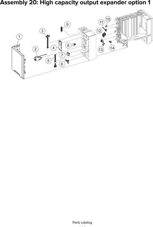 Assembly 20: High capacity output expander option 1 parts diagram - Lexmark MS810 MS811 MS812 MS710 MS711 M5155 M5163 M5170 ST9730 Parts