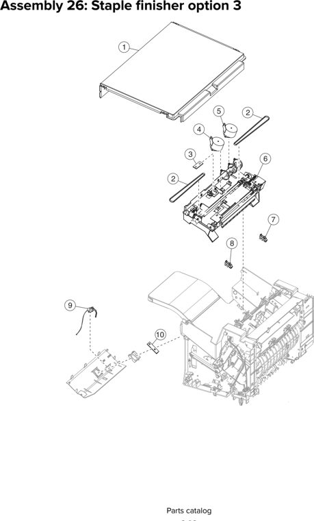 Assembly 26: Staple finisher option 3 parts diagram - Lexmark MS810 MS811 MS812 MS710 MS711 M5155 M5163 M5170 ST9730 Parts