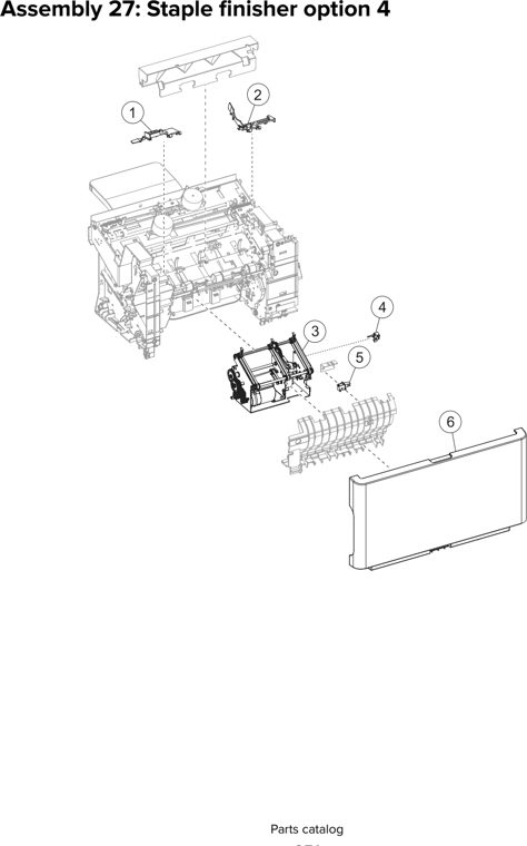 Assembly 27: Staple finisher option 4 parts diagram - Lexmark MS810 MS811 MS812 MS710 MS711 M5155 M5163 M5170 ST9730 Parts