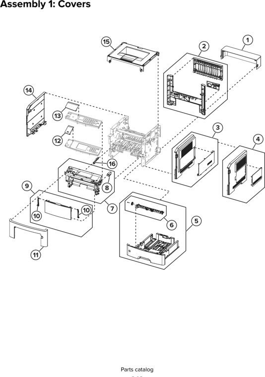 Assembly 1: Covers parts diagram - Lexmark MS510 MS517 MS610 MS617 M1145 M3150 Parts