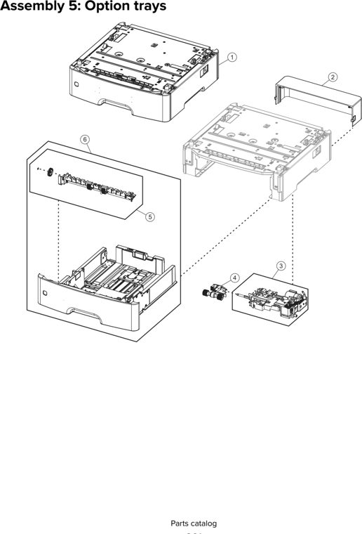 Assembly 5: Option trays parts diagram - Lexmark MS510 MS517 MS610 MS617 M1145 M3150 Parts