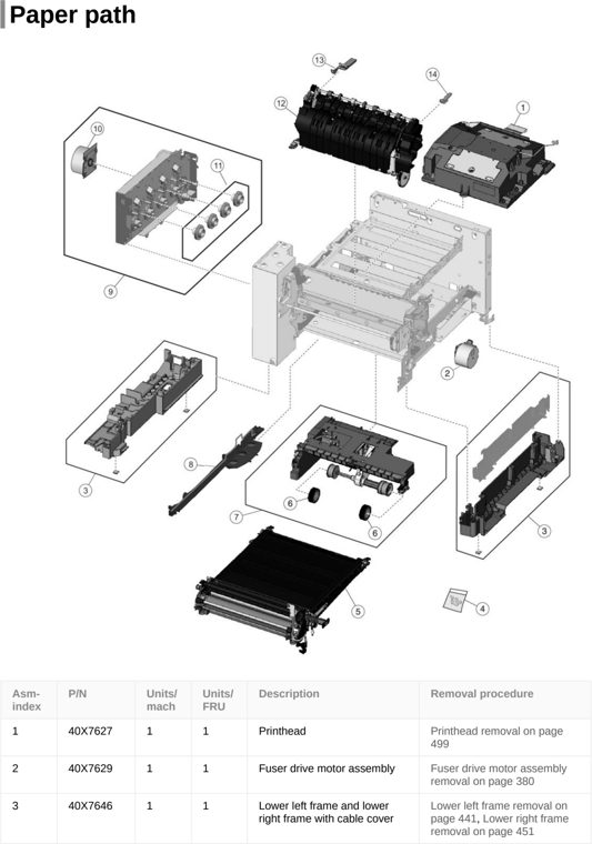 Assembly 3: Paper path parts diagram - Lexmark CX310 CX317 CX410 CX417 CX510 CX517 XC2132 Parts