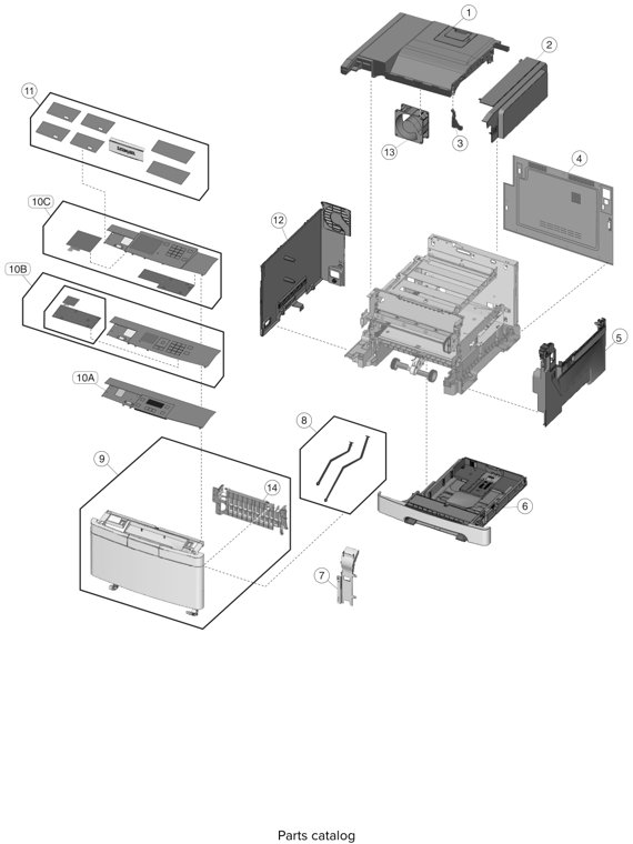 Assembly 1: Covers parts diagram - Lexmark CS310 CS410 CS510 Parts