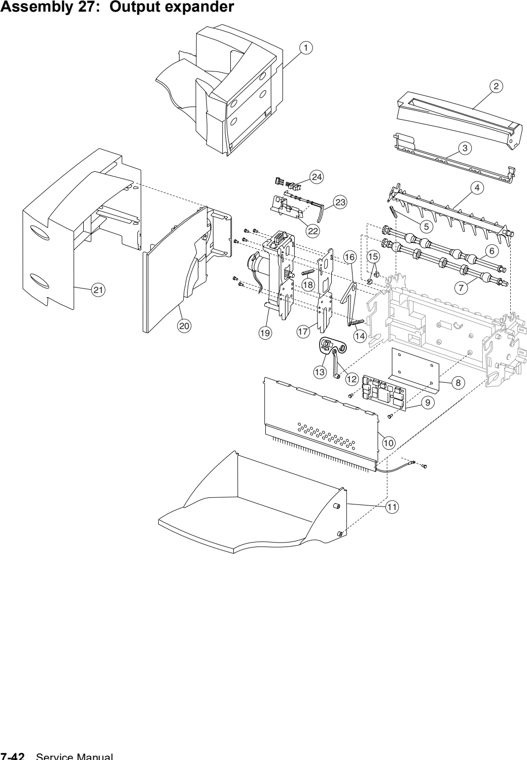 Assembly 27: Output expander parts diagram - Lexmark Output Expander (Color Lasers) Parts