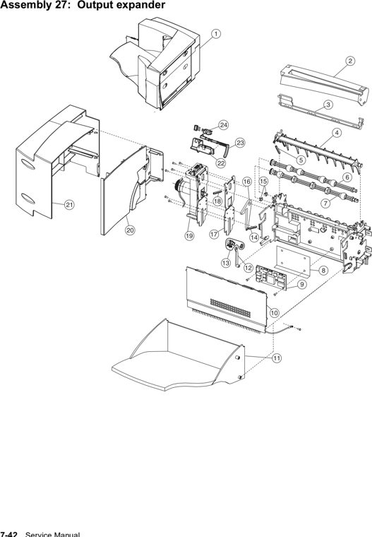 Assembly 27: Output expander parts diagram - Lexmark C75x & C76x Options Parts