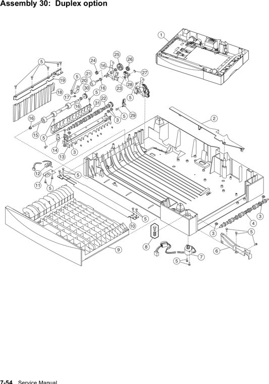 Assembly 30: Duplex option parts diagram - Lexmark C75x & C76x Options Parts