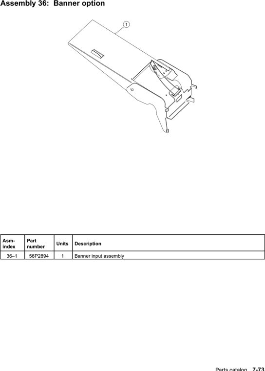 Assembly 36: Banner option parts diagram - Lexmark C75x & C76x Options Parts