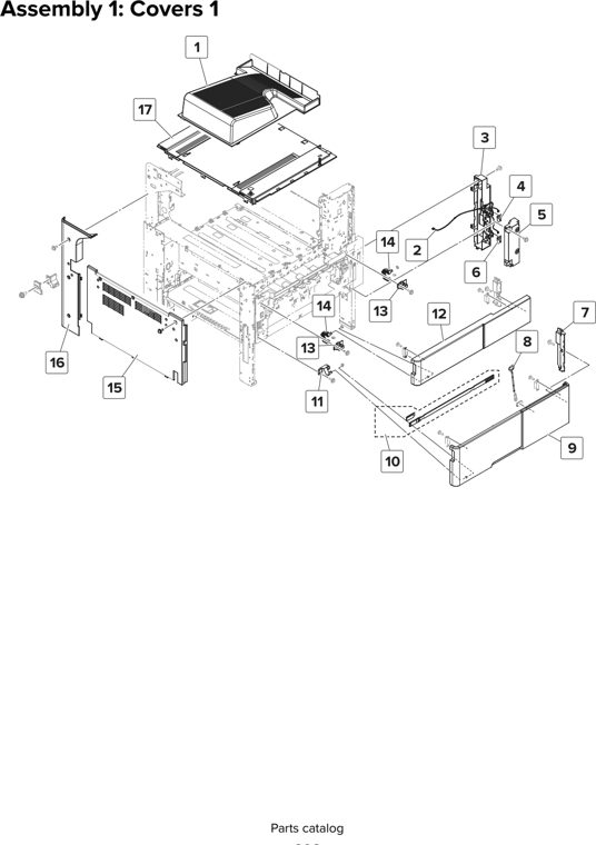 Assembly 1: Covers 1 parts diagram - Lexmark MX910 MX911 MX912 MFP Series Parts