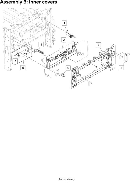 Assembly 3: Inner covers parts diagram - Lexmark MX910 MX911 MX912 MFP Series Parts