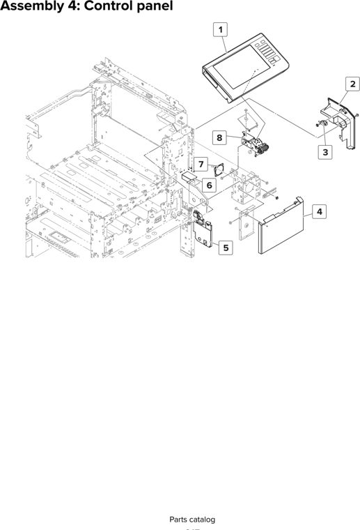 Assembly 4: Control panel parts diagram - Lexmark MX910 MX911 MX912 MFP Series Parts