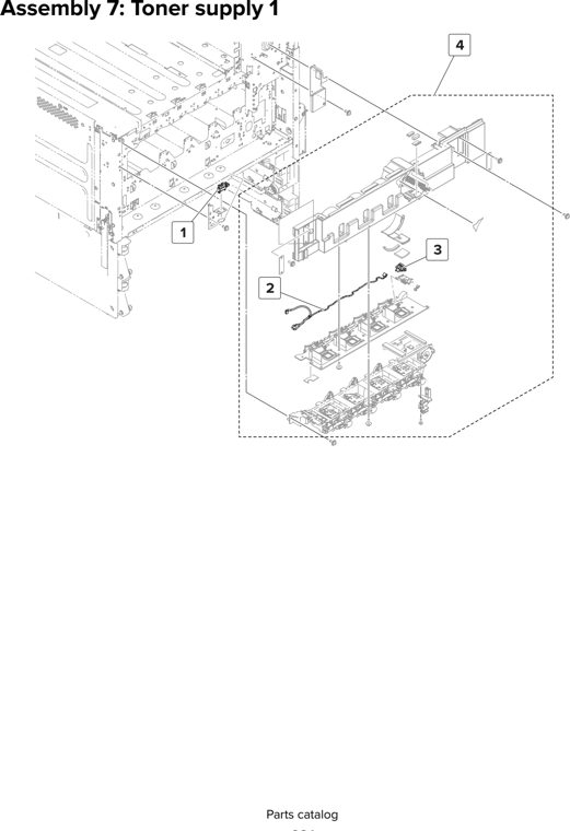 Assembly 7: Toner supply 1 parts diagram - Lexmark MX910 MX911 MX912 MFP Series Parts