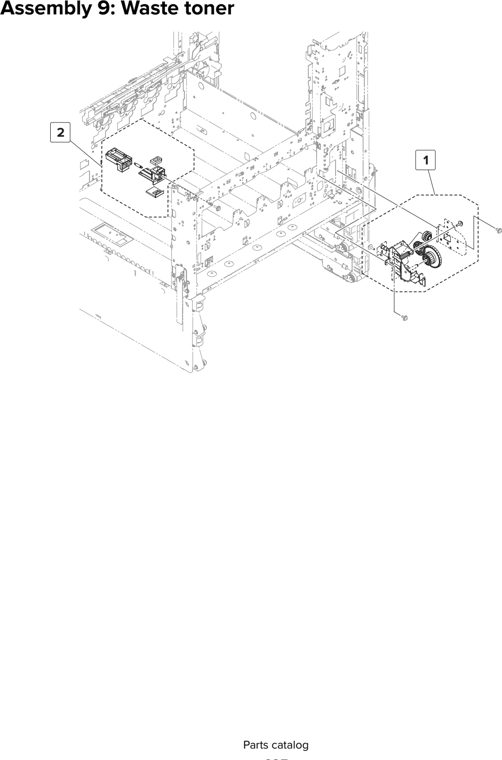 Assembly 9: Waste toner parts diagram - Lexmark MX910 MX911 MX912 MFP Series Parts