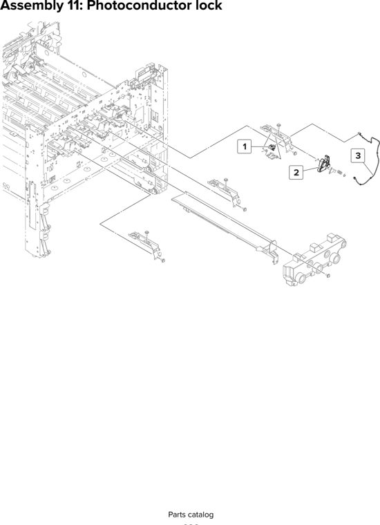 Assembly 11: Photoconductor lock parts diagram - Lexmark MX910 MX911 MX912 MFP Series Parts