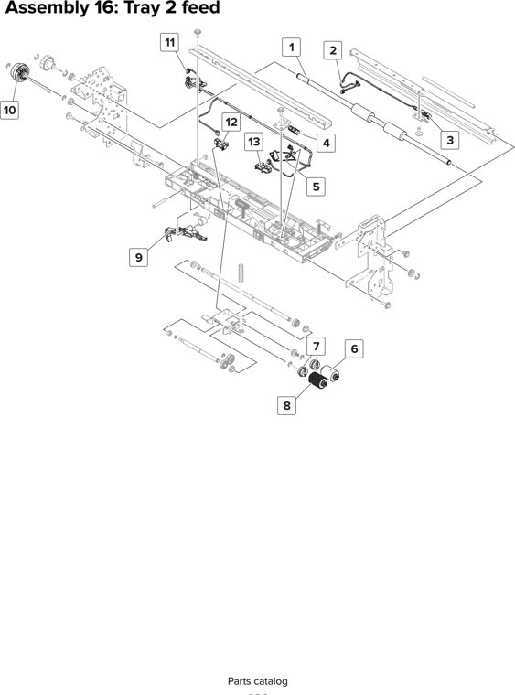 Assembly 16: Tray 2 feed parts diagram - Lexmark MX910 MX911 MX912 MFP Series Parts