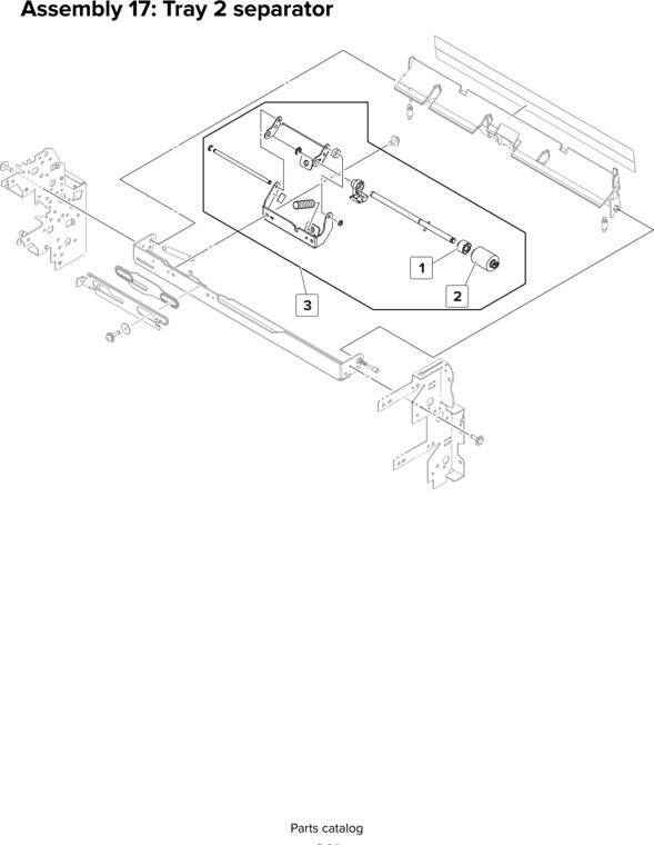 Assembly 17: Tray 2 separator parts diagram - Lexmark MX910 MX911 MX912 MFP Series Parts