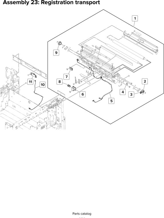 Assembly 23: Registration transport parts diagram - Lexmark MX910 MX911 MX912 MFP Series Parts