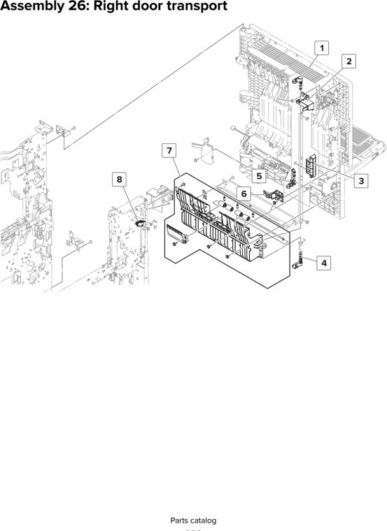 Assembly 26: Right door transport parts diagram - Lexmark MX910 MX911 MX912 MFP Series Parts
