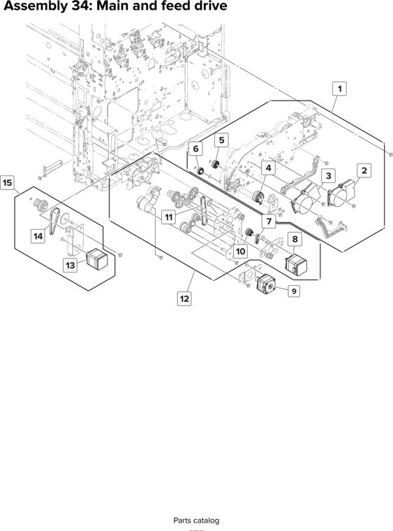 Assembly 34: Main and feed drive parts diagram - Lexmark MX910 MX911 MX912 MFP Series Parts