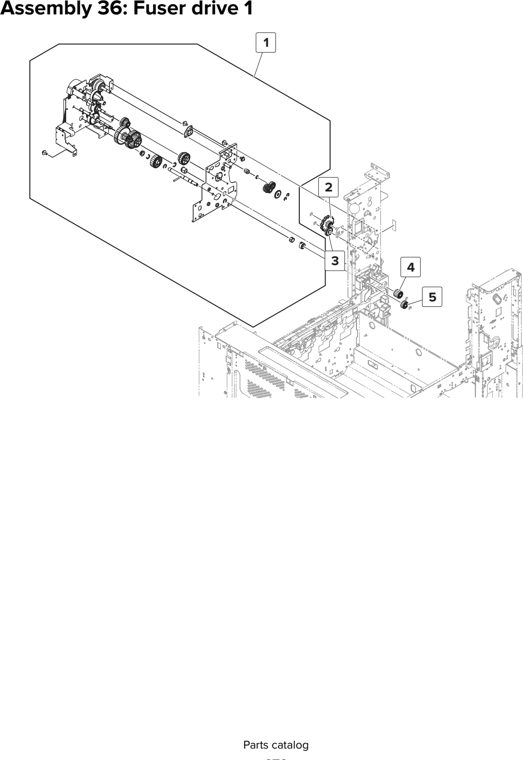 Assembly 36: Fuser drive 1 parts diagram - Lexmark MX910 MX911 MX912 MFP Series Parts