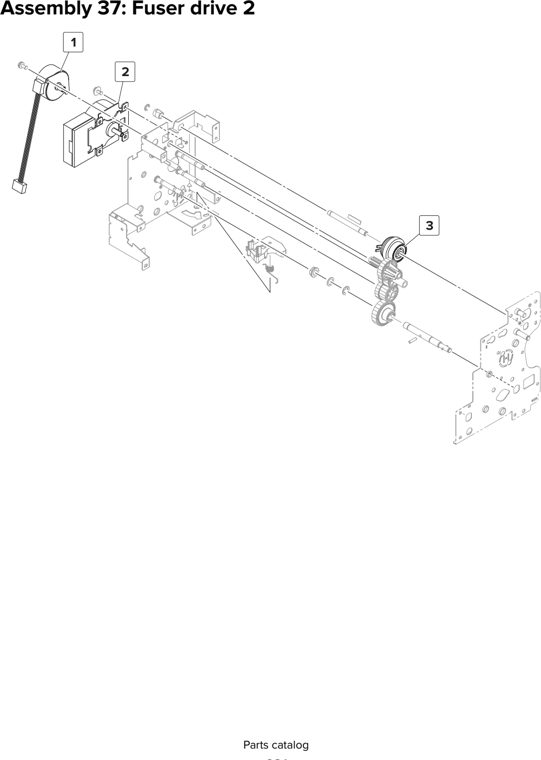 Assembly 37: Fuser drive 2 parts diagram - Lexmark MX910 MX911 MX912 MFP Series Parts
