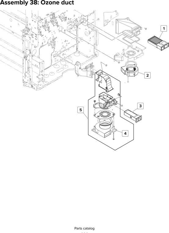 Assembly 38: Ozone duct parts diagram - Lexmark MX910 MX911 MX912 MFP Series Parts