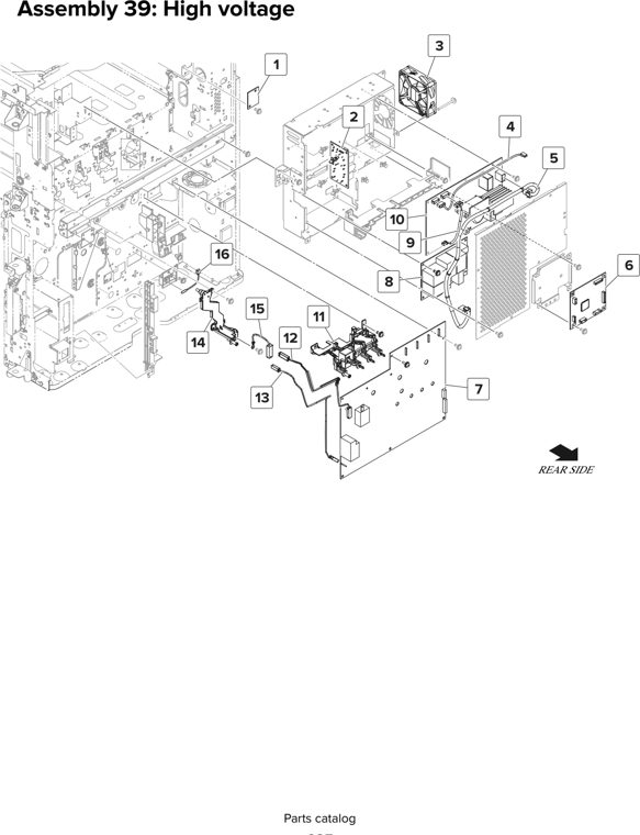 Assembly 39: High voltage parts diagram - Lexmark MX910 MX911 MX912 MFP Series Parts