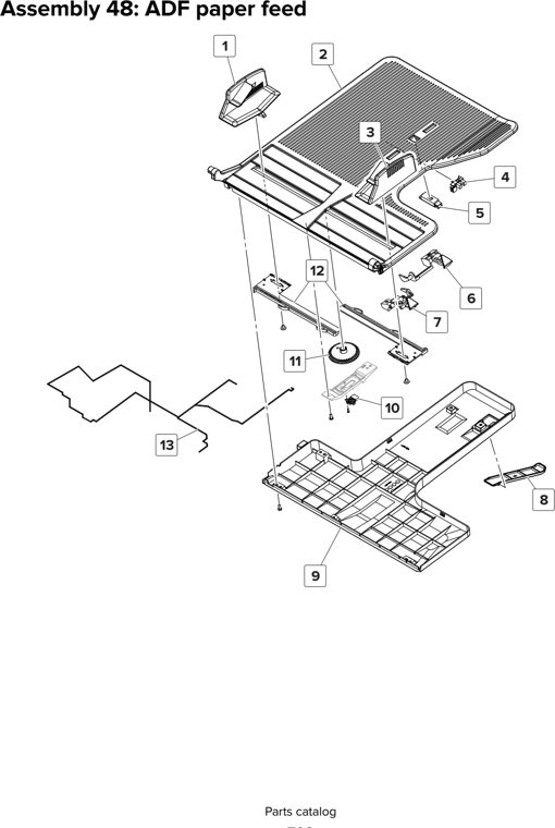 Assembly 48: ADF paper feed parts diagram - Lexmark MX910 MX911 MX912 MFP Series Parts