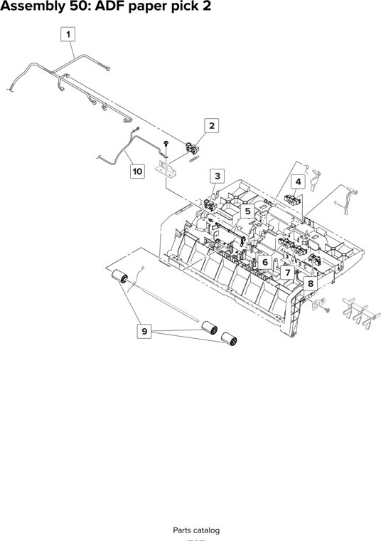 Assembly 50: ADF paper pick 2 parts diagram - Lexmark MX910 MX911 MX912 MFP Series Parts