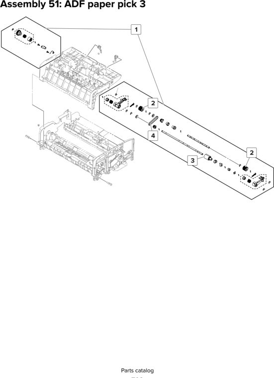 Assembly 51: ADF paper pick 3 parts diagram - Lexmark MX910 MX911 MX912 MFP Series Parts
