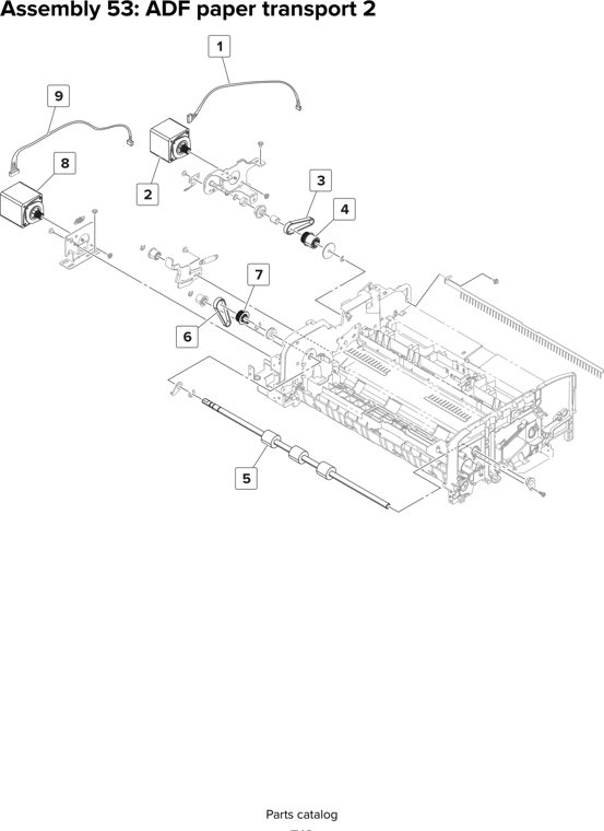 Assembly 53: ADF paper transport 2 parts diagram - Lexmark MX910 MX911 MX912 MFP Series Parts