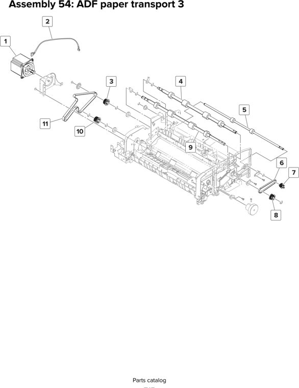 Assembly 54: ADF paper transport 3 parts diagram - Lexmark MX910 MX911 MX912 MFP Series Parts
