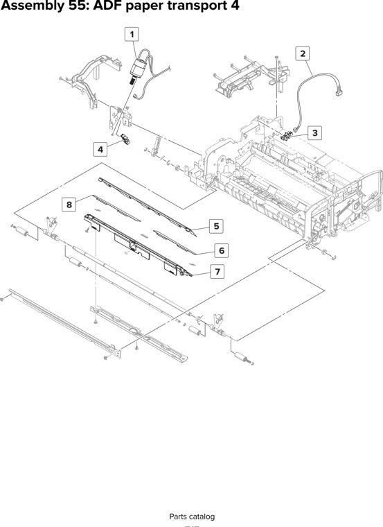 Assembly 55: ADF paper transport 4 parts diagram - Lexmark MX910 MX911 MX912 MFP Series Parts