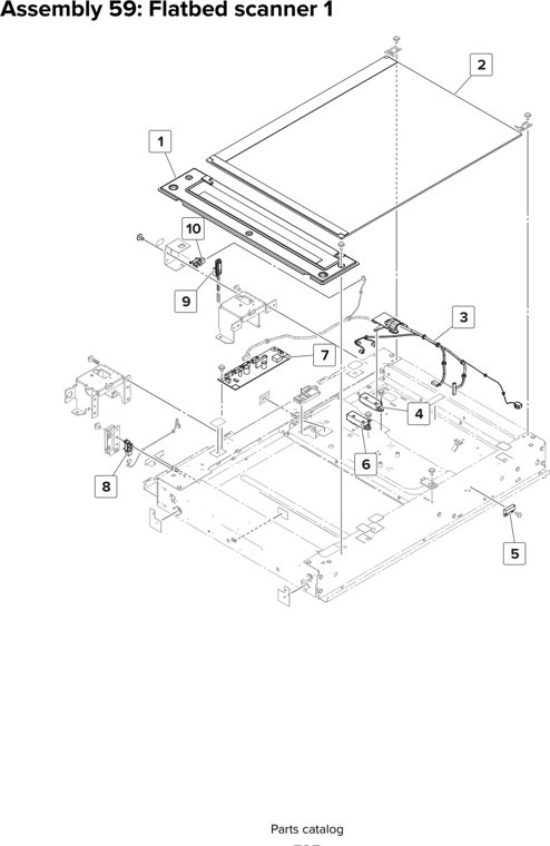 Assembly 59: Flatbed scanner 1 parts diagram - Lexmark MX910 MX911 MX912 MFP Series Parts