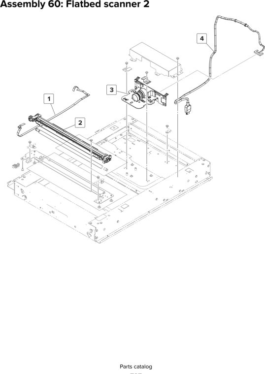 Assembly 60: Flatbed scanner 2 parts diagram - Lexmark MX910 MX911 MX912 MFP Series Parts