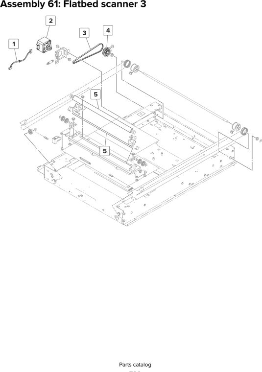 Assembly 61: Flatbed scanner 3 parts diagram - Lexmark MX910 MX911 MX912 MFP Series Parts