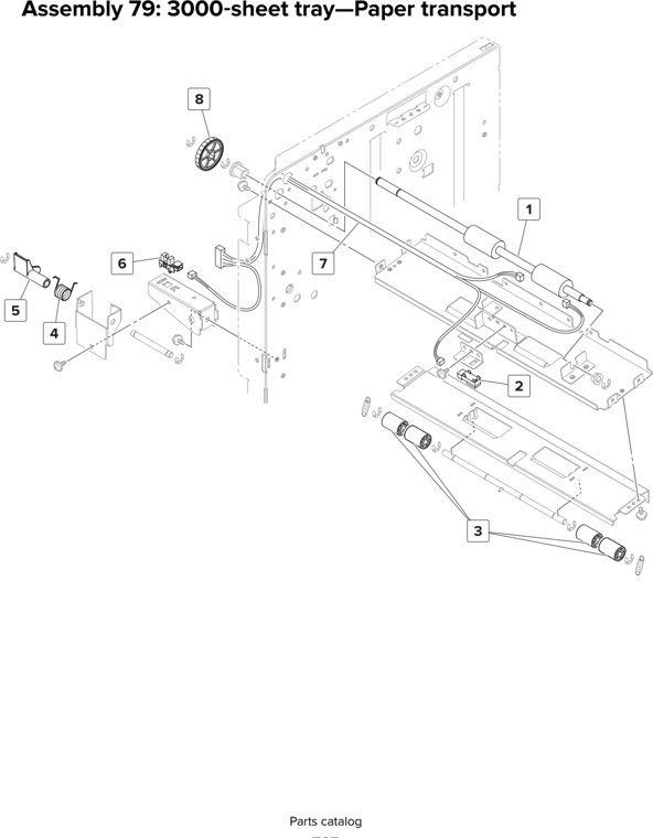 Assembly 79: 3000 sheet tray—Paper transport parts diagram - Lexmark MX910 MX911 MX912 MFP Series Parts