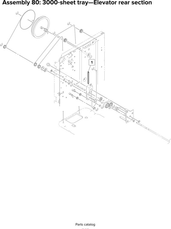 Assembly 80: 3000 sheet tray—Elevator rear section parts diagram - Lexmark MX910 MX911 MX912 MFP Series Parts