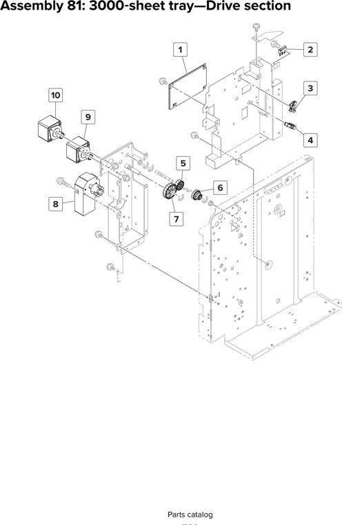 Assembly 81: 3000 sheet tray—Drive section parts diagram - Lexmark MX910 MX911 MX912 MFP Series Parts