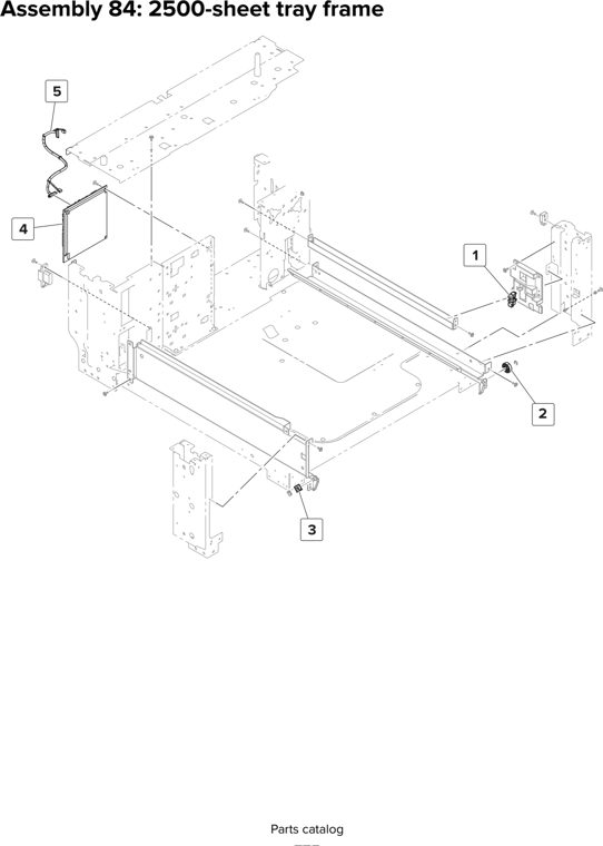 Assembly 84: 2500-sheet tray frame parts diagram - Lexmark MX910 MX911 MX912 MFP Series Parts